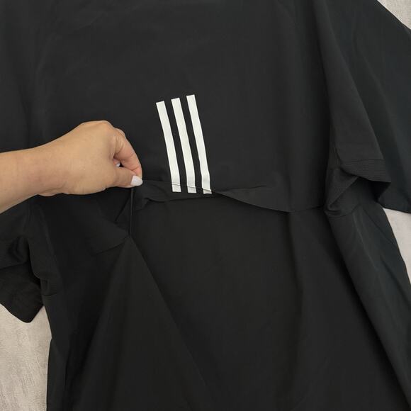 Adidas Jacket Mens Small Triple Stripe Short Sleeve Batting Windbreaker Black - Picture 9 of 14
